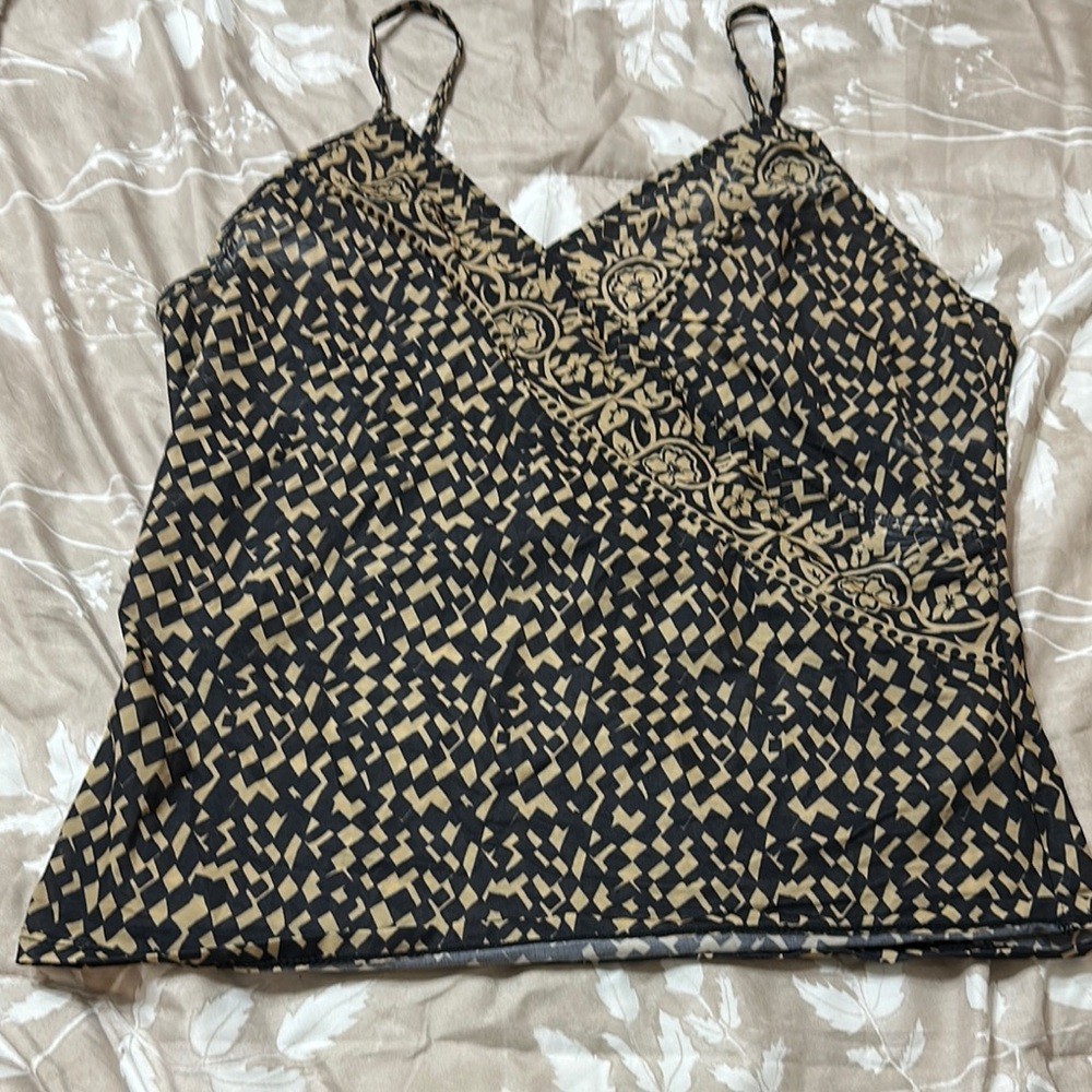 Free People Black and Tan Patterned Camisole